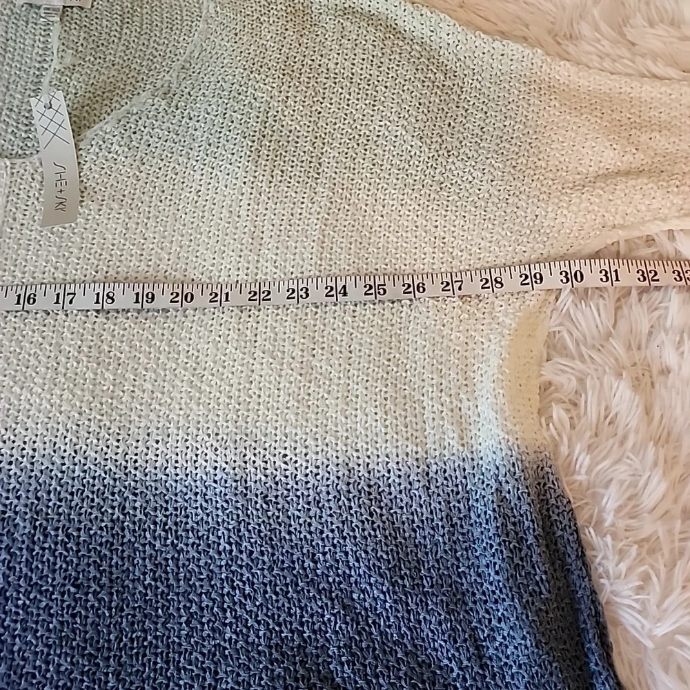 SHE+SKY Gradient Blue and Cream Sweater Brand New